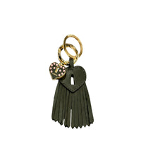 Porte-clés pompon cœur Franges - Kaki