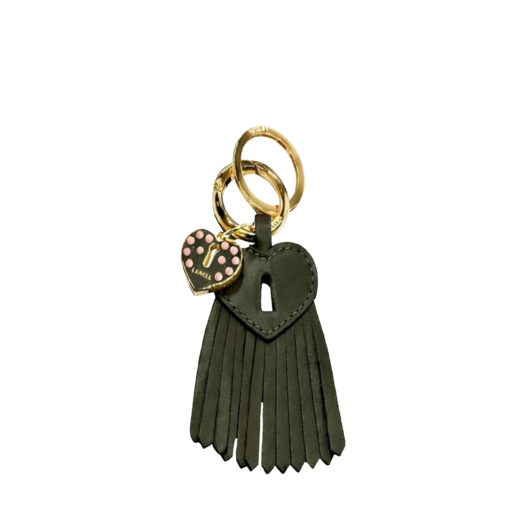 Porte-clés pompon cœur Franges - Kaki