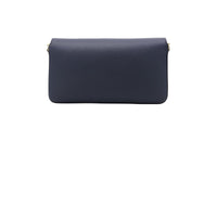 Sac rabat M Lettrines en cuir grainé - Bleu Nuit