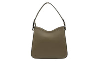 Sac hobo zippé Lettrines M en cuir grainé - Kaki
