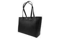 Sac cabas ew zippé Lettrines en cuir grainé - Noir