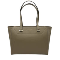 Sac cabas ew zippé Lettrines en cuir grainé - Kaki