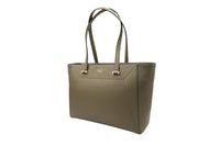 Sac cabas ew zippé Lettrines en cuir grainé - Kaki
