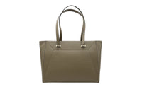 Sac cabas ew zippé Lettrines en cuir grainé - Kaki
