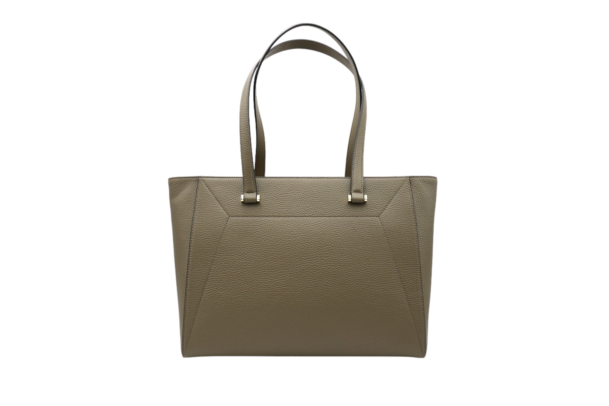 Sac cabas ew zippé Lettrines en cuir grainé - Kaki