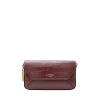 Mini sac rabat Lettrines en cuir - Cassis