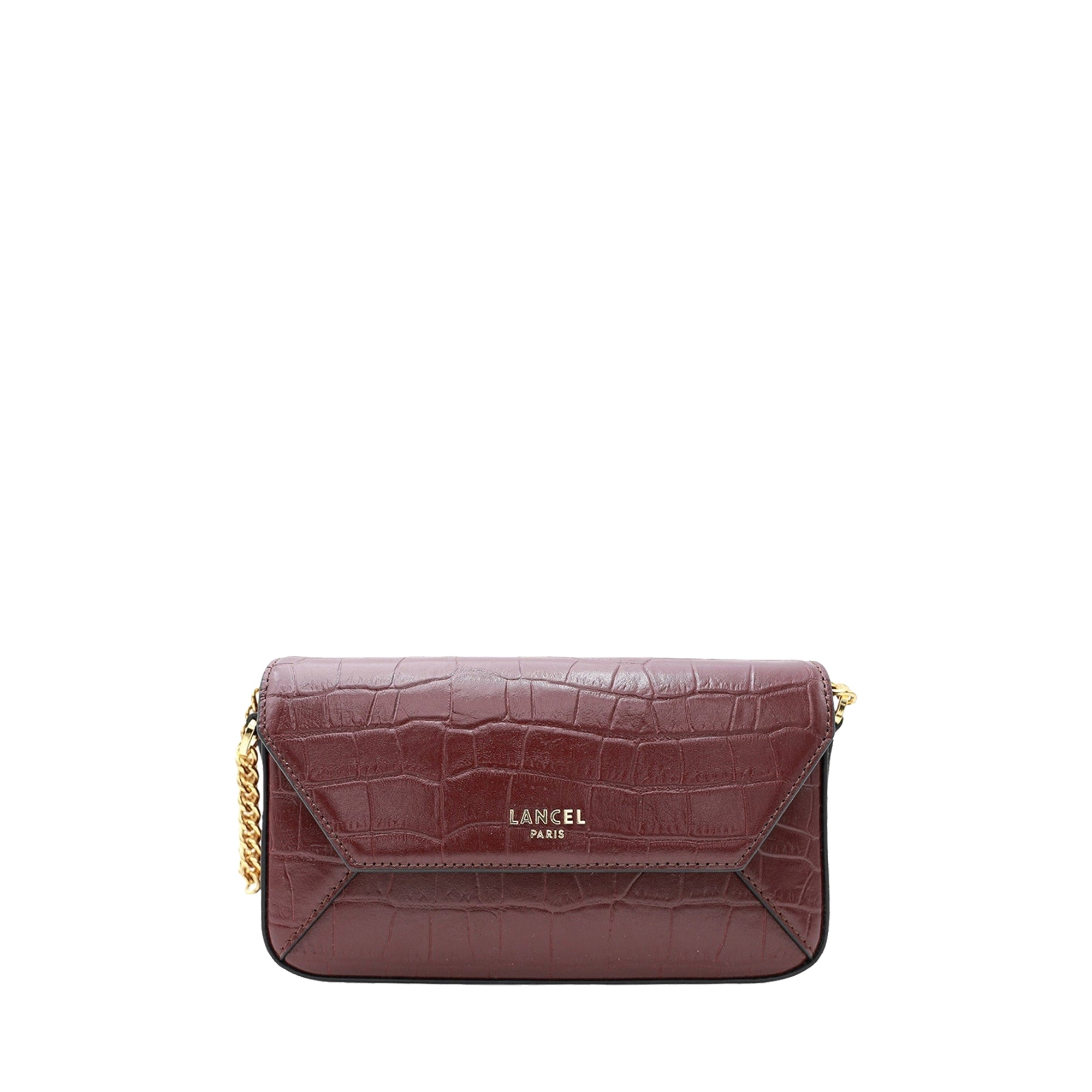 Mini sac rabat Lettrines en cuir - Cassis