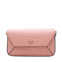 Mini sac à rabat Lettrines en cuir embossé - Nude