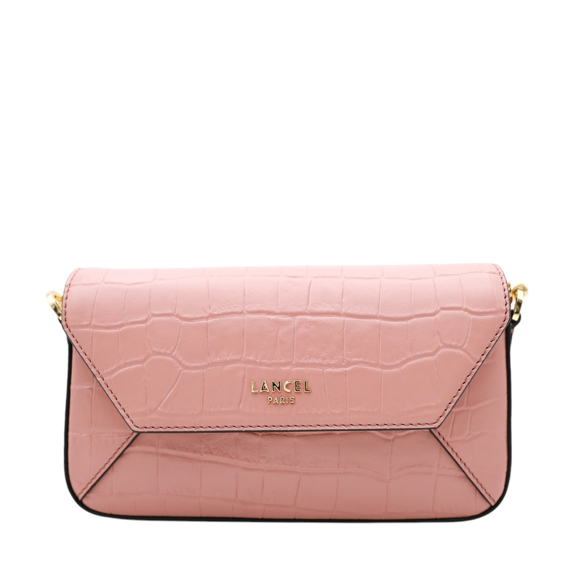 Mini sac à rabat Lettrines en cuir embossé - Nude