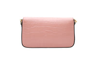 Mini sac à rabat Lettrines en cuir embossé - Nude
