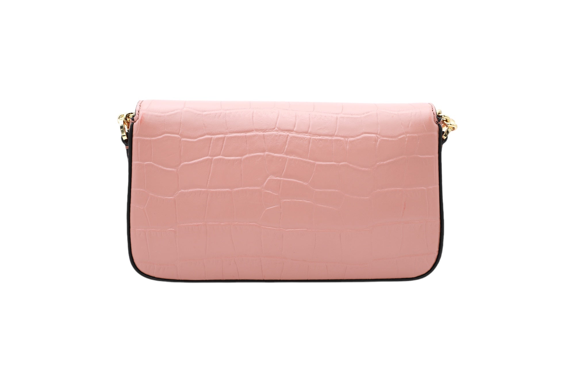 Mini sac à rabat Lettrines en cuir embossé - Nude