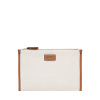 Pochette zippée S Lettrines - Camel