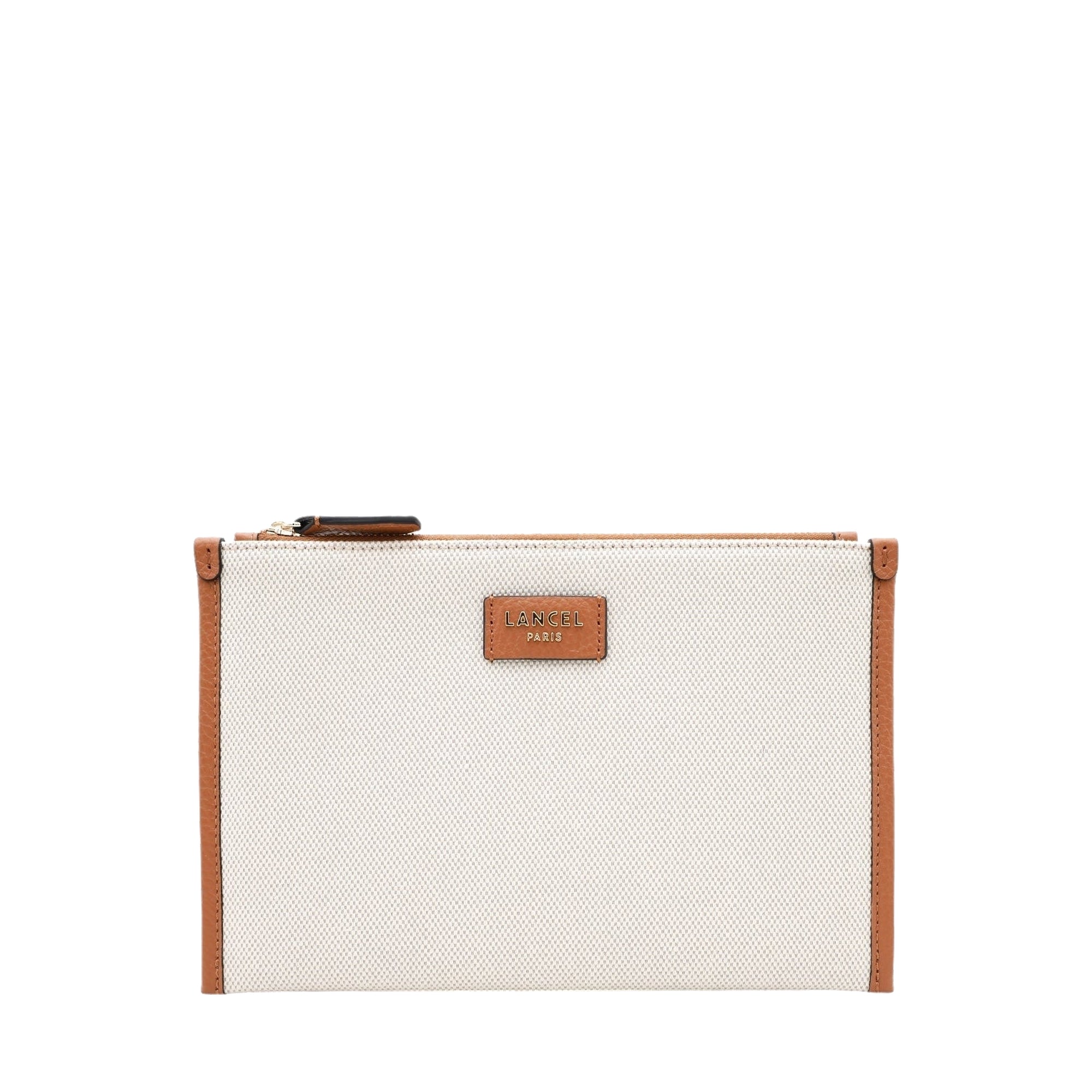 Pochette zippée S Lettrines - Camel