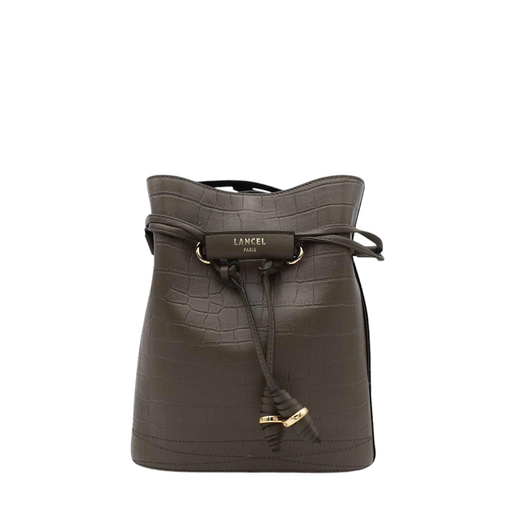 Petit sac seau Le Huit en cuir embossé - Kaki
