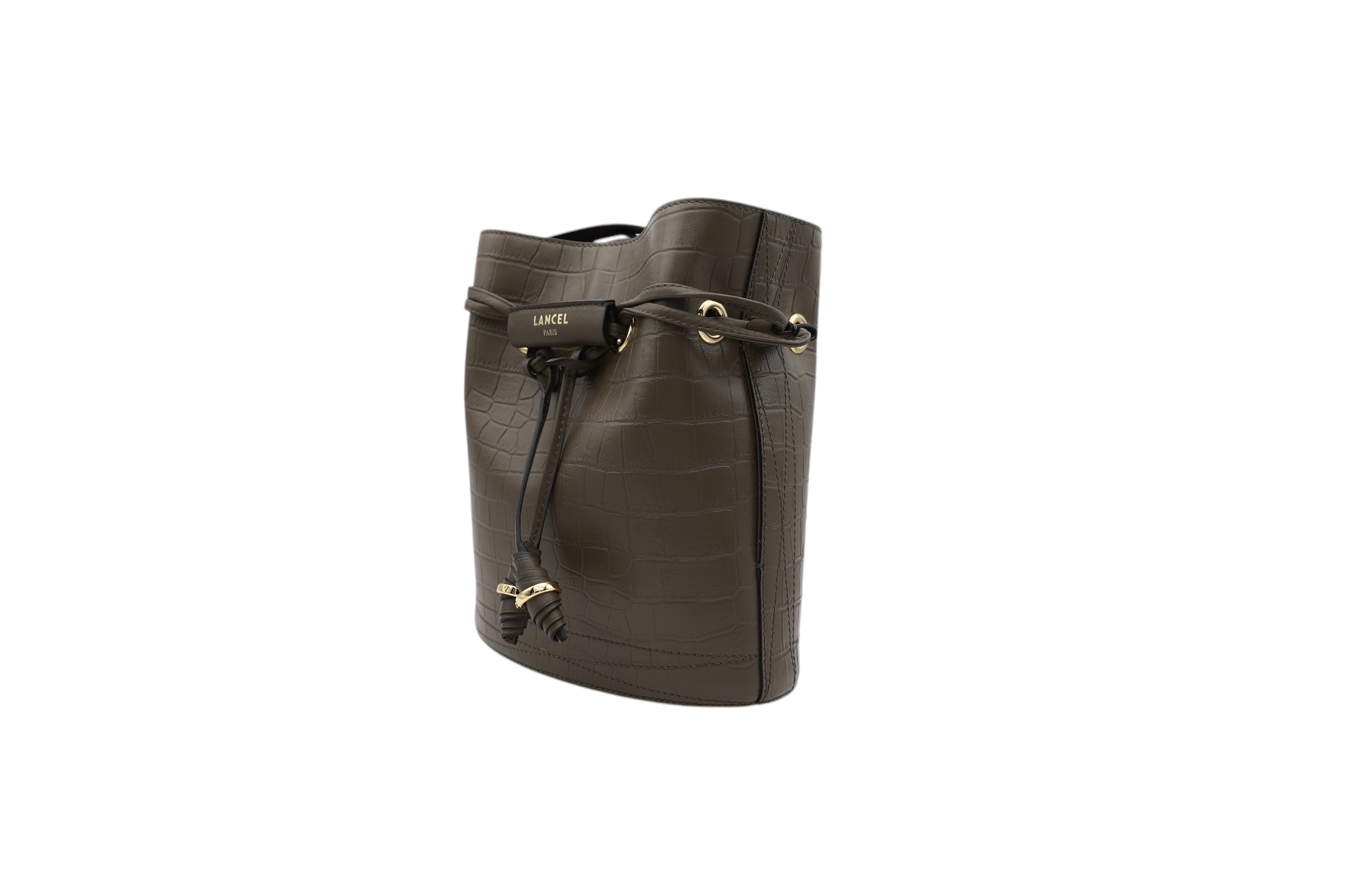 Petit sac seau Le Huit en cuir embossé - Kaki