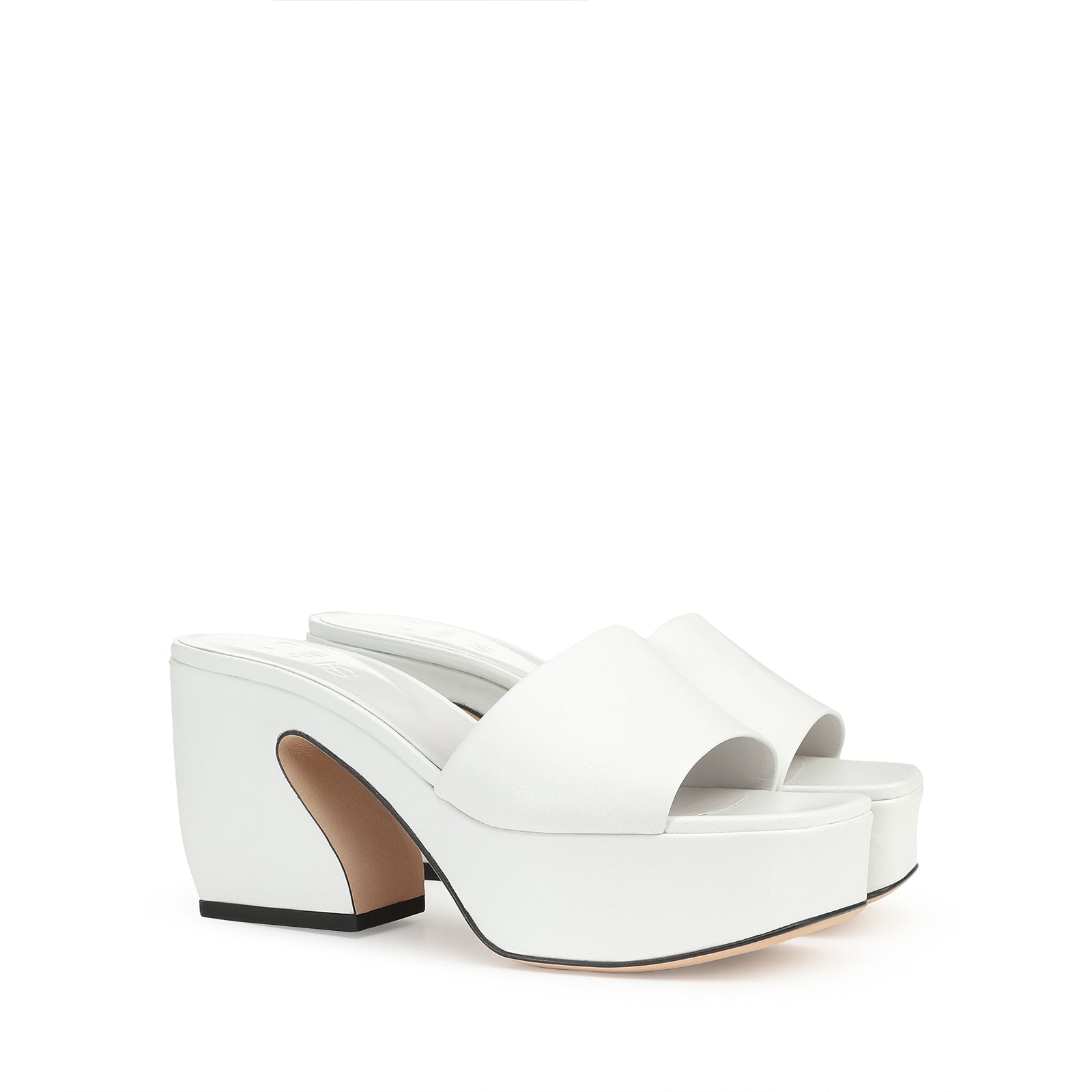 Mules à plateforme Si Rossi 90 en cuir - Bianco