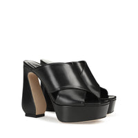 Mules à plateforme Si Rossi 130 en cuir - Nero
