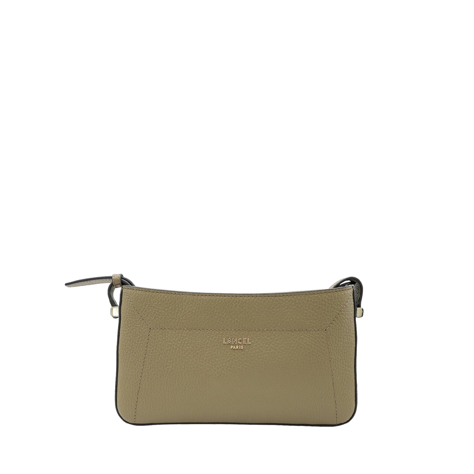 Mini sac zippé Lettrines en cuir grainé - Kaki