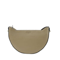 Sac porté croisé demi lune Lettrines en cuir grainé - Kaki