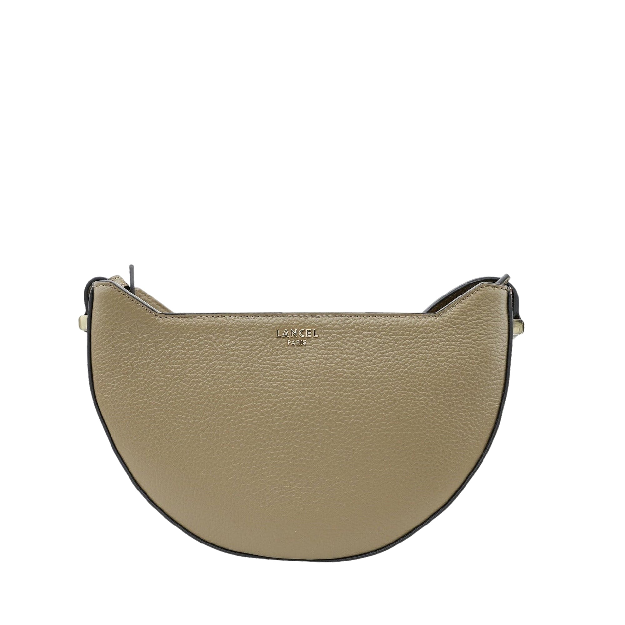 Sac porté croisé demi lune Lettrines en cuir grainé - Kaki