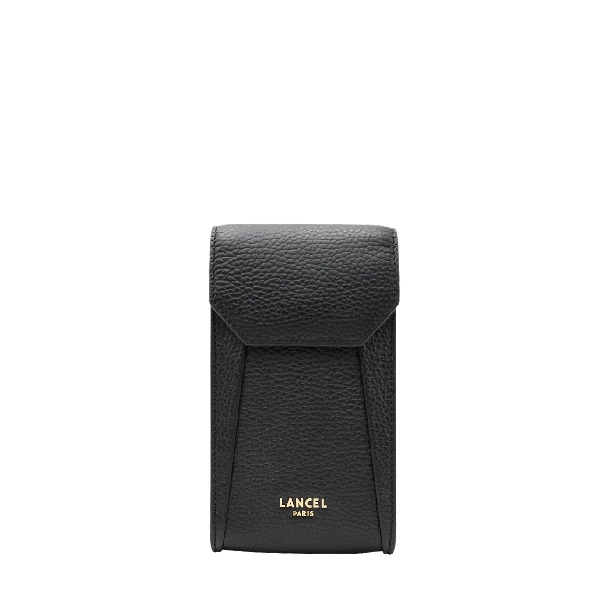 Mini sac vertical rabat Lettrines en cuir grainé - Noir