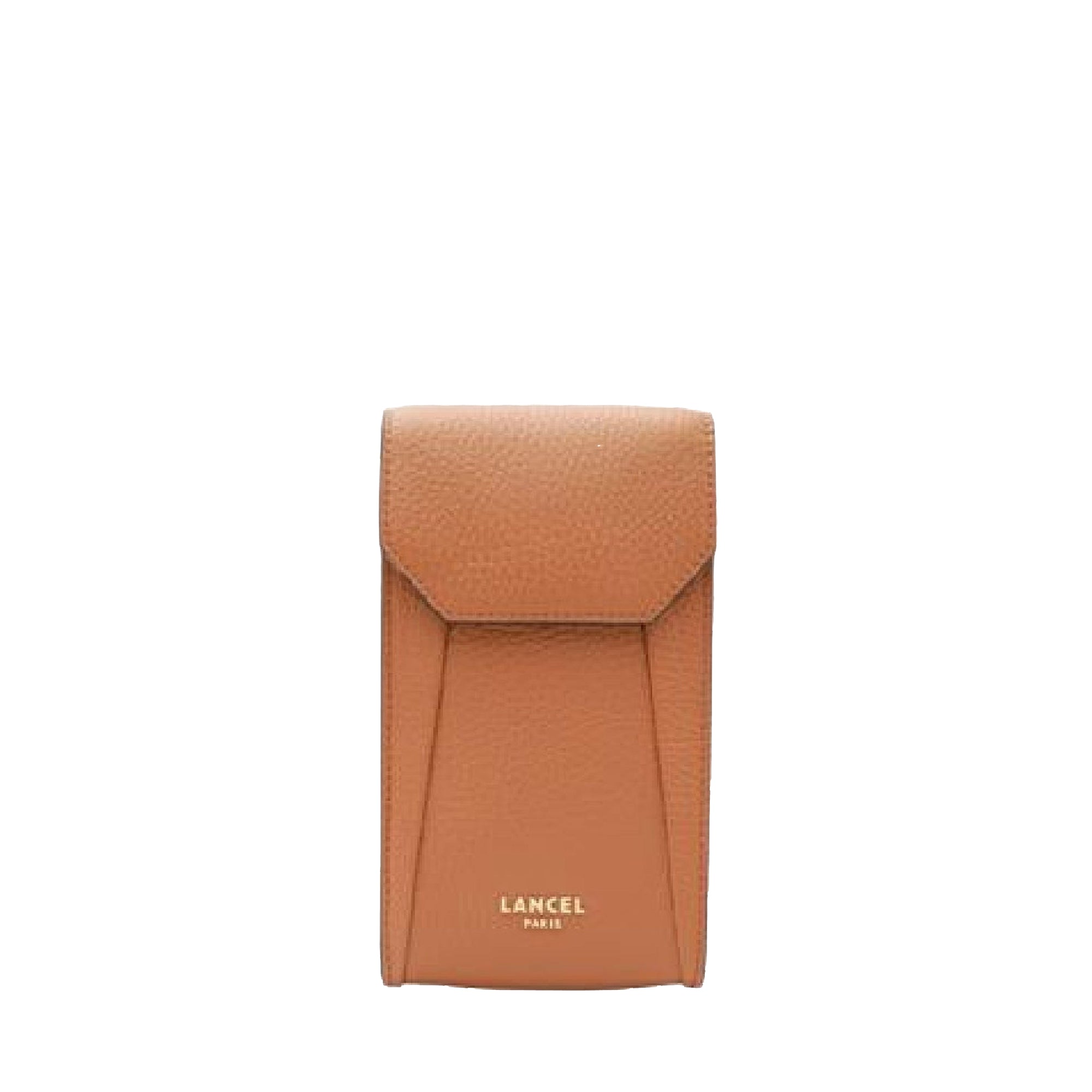 Mini sac vertical rabat Lettrines en cuir grainé - Camel