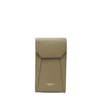 Mini sac vertical rabat Lettrines en cuir grainé - Kaki