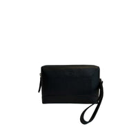 Pochette zippé Graphic en cuir grainé - Noir