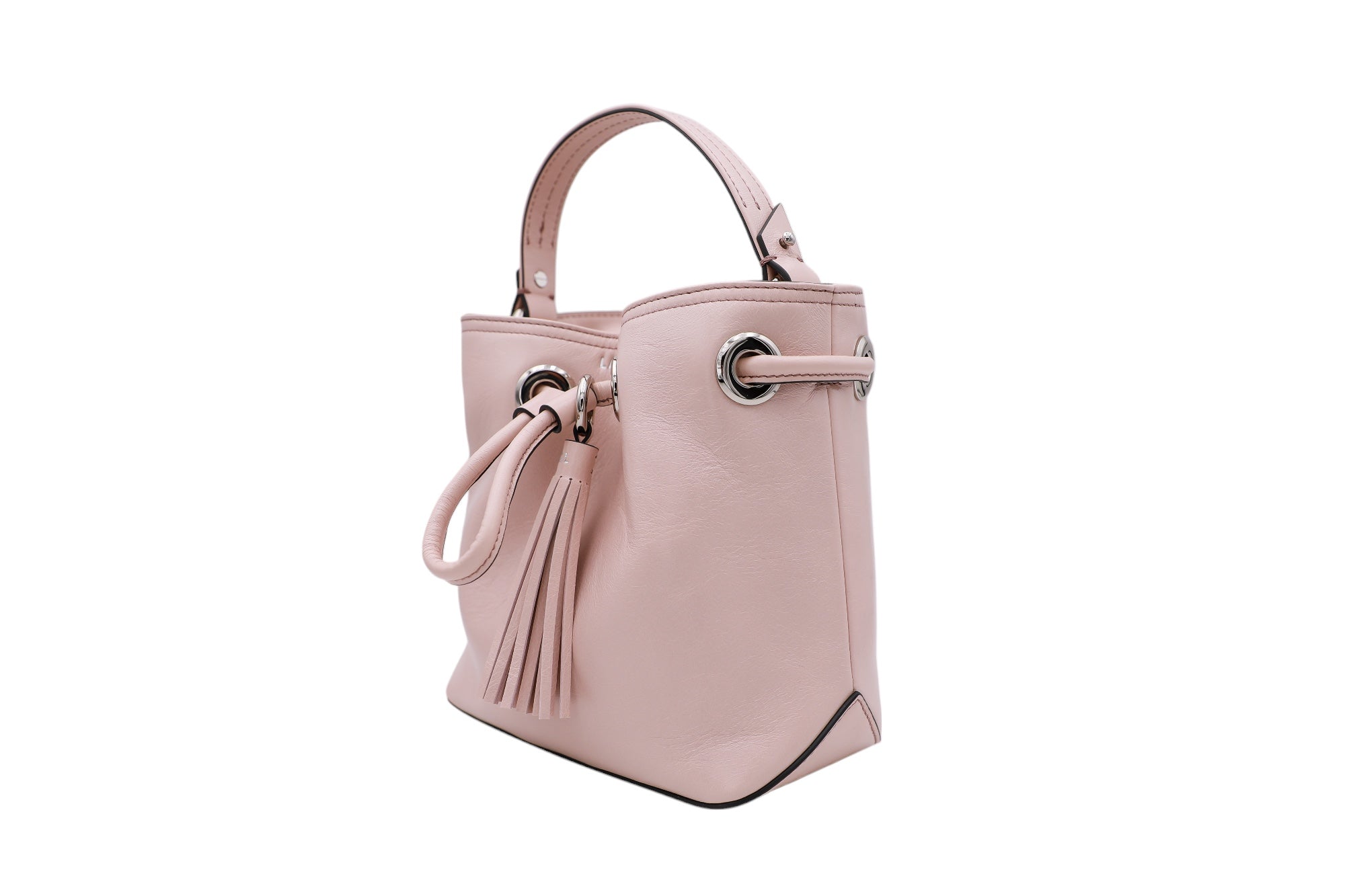 Mini sac seau Sacha en cuir grainé - Rose Quartz