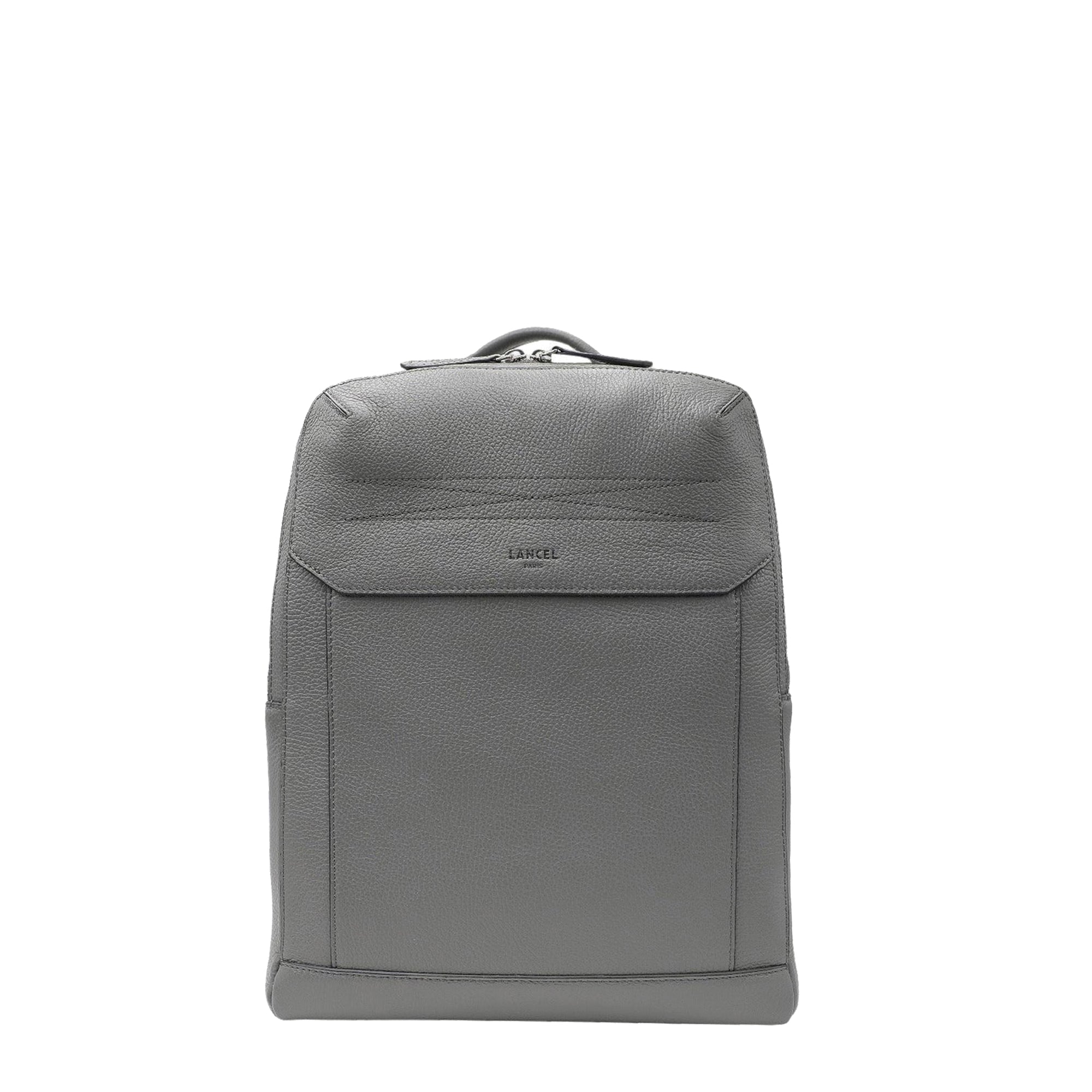 Sac à dos zippé 1 compartiment Graphic en cuir grainé - Gris
