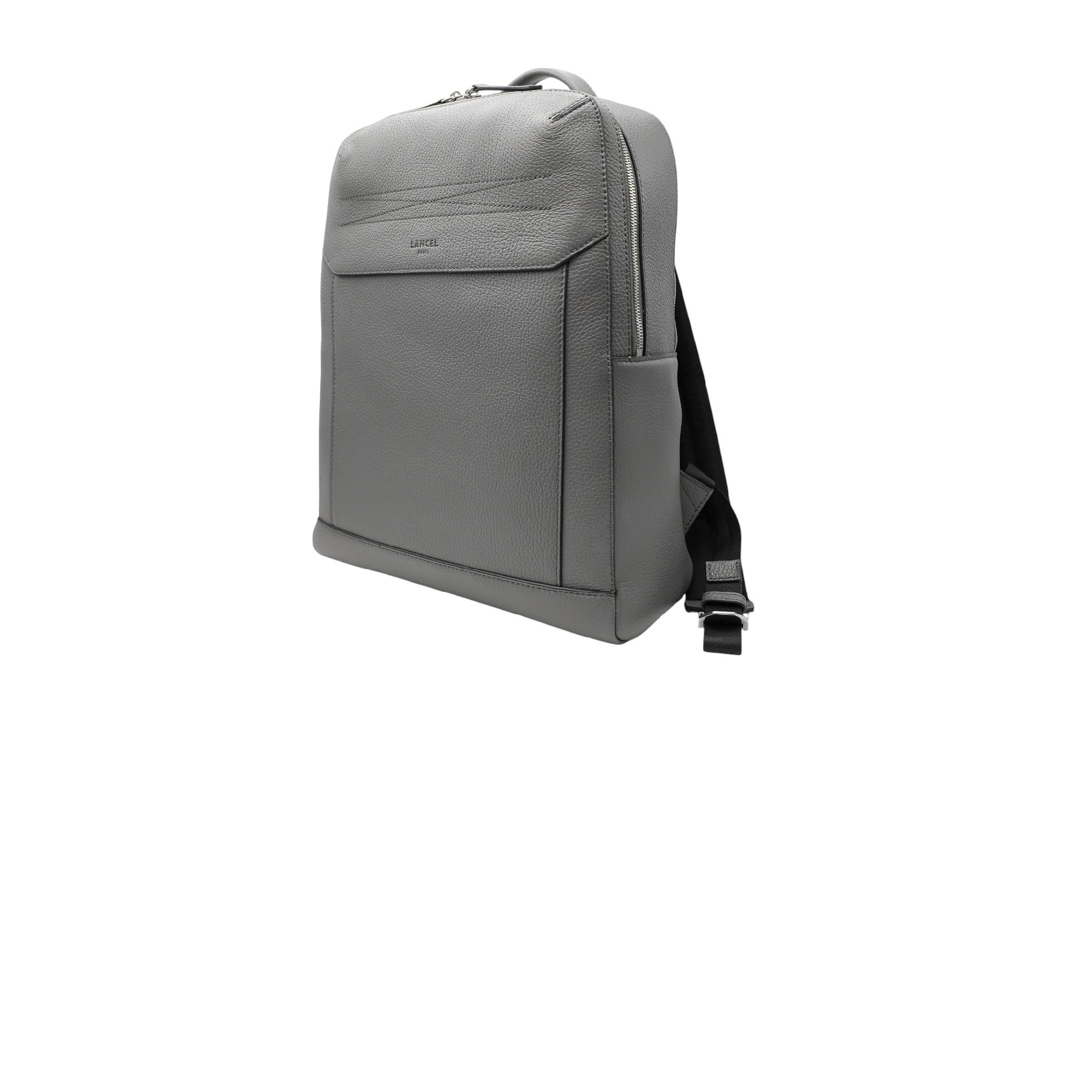 Sac à dos zippé 1 compartiment Graphic en cuir grainé - Gris