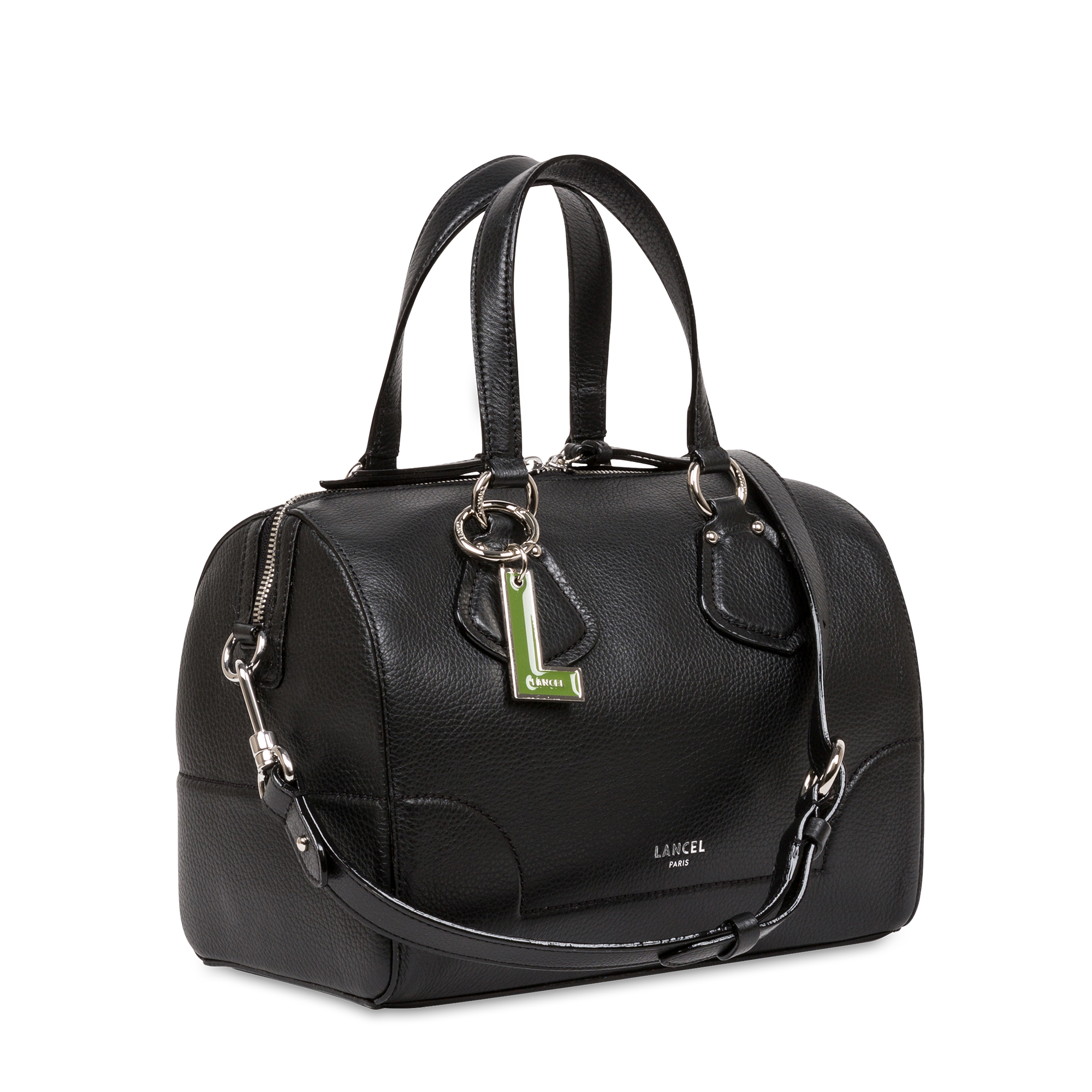 Sac bowling Izy en cuir grainé - Noir