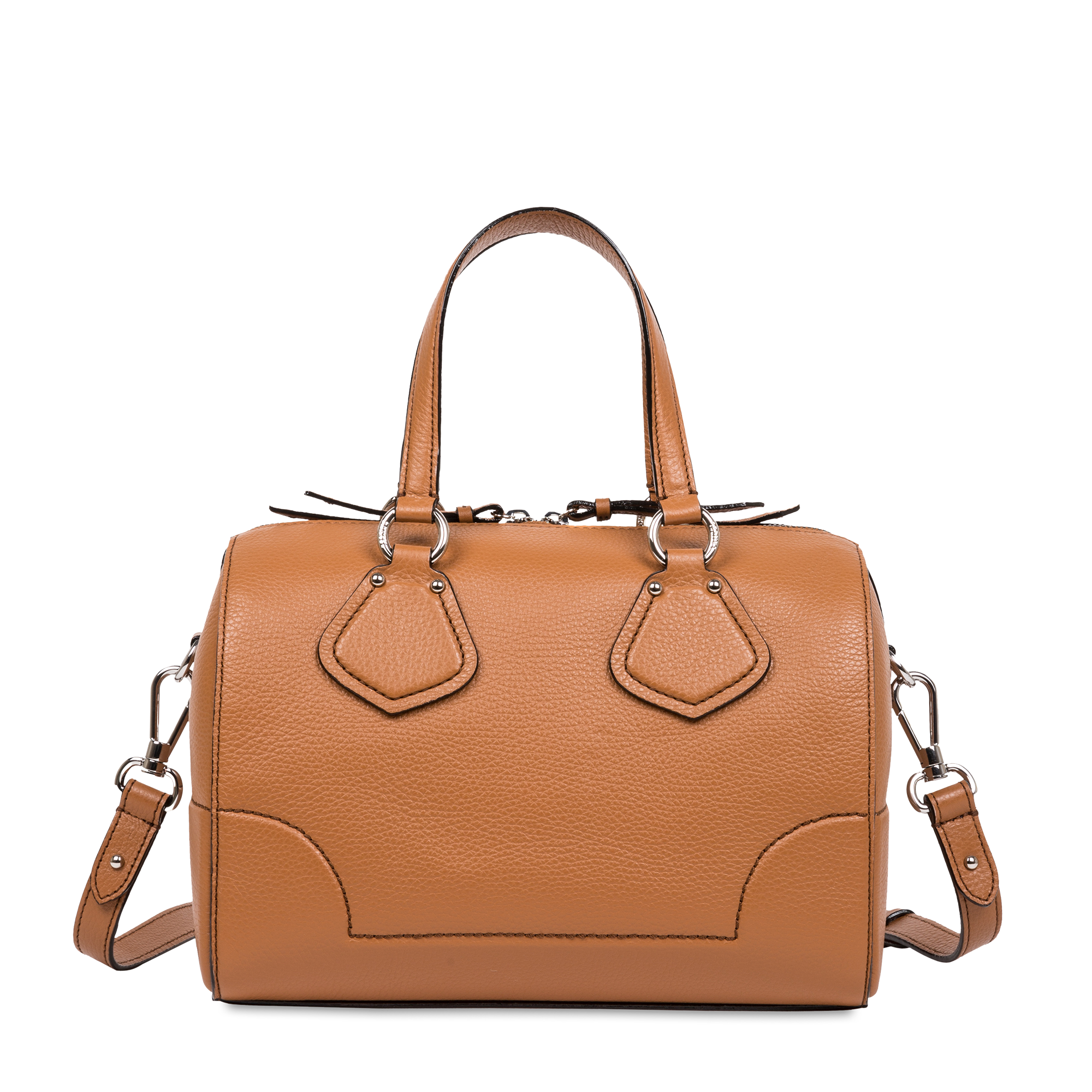 Sac bowling Izy en cuir grainé - Camel