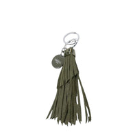 L Pompon Neo Square L Key Ring in leather and metal - Khaki