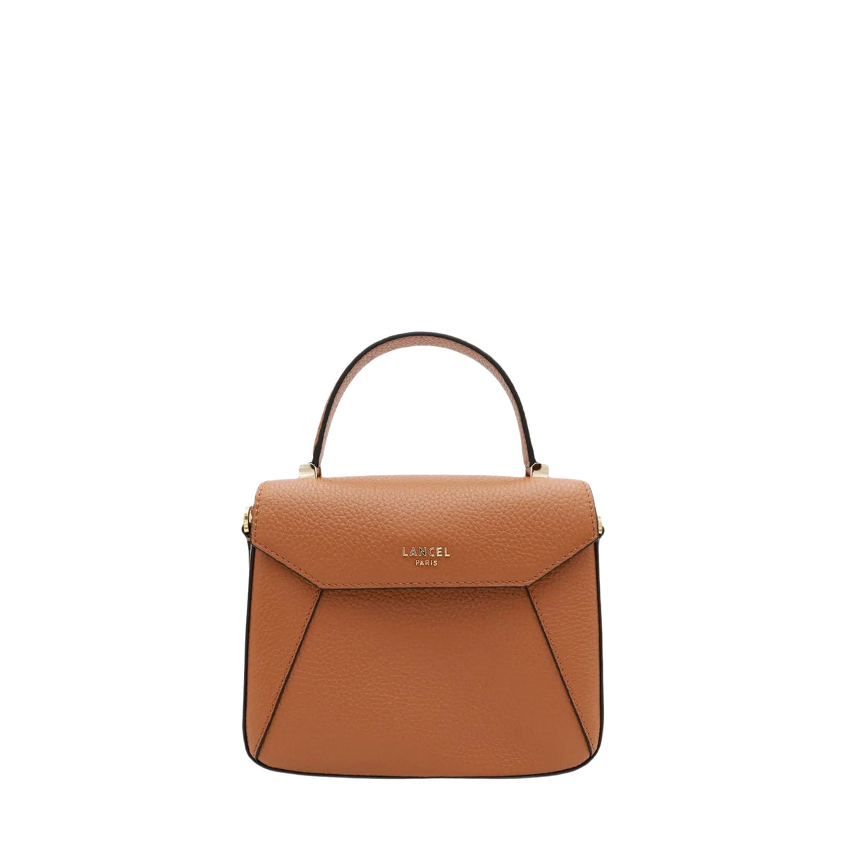 Sac porté main S Lettrines en cuir - Camel