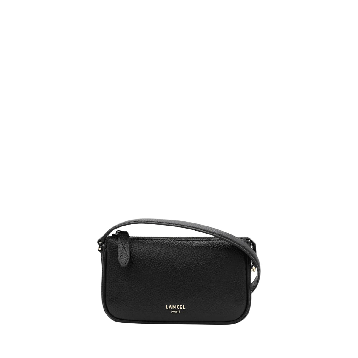 Lettrines mini leather clutch bag with zip - Black