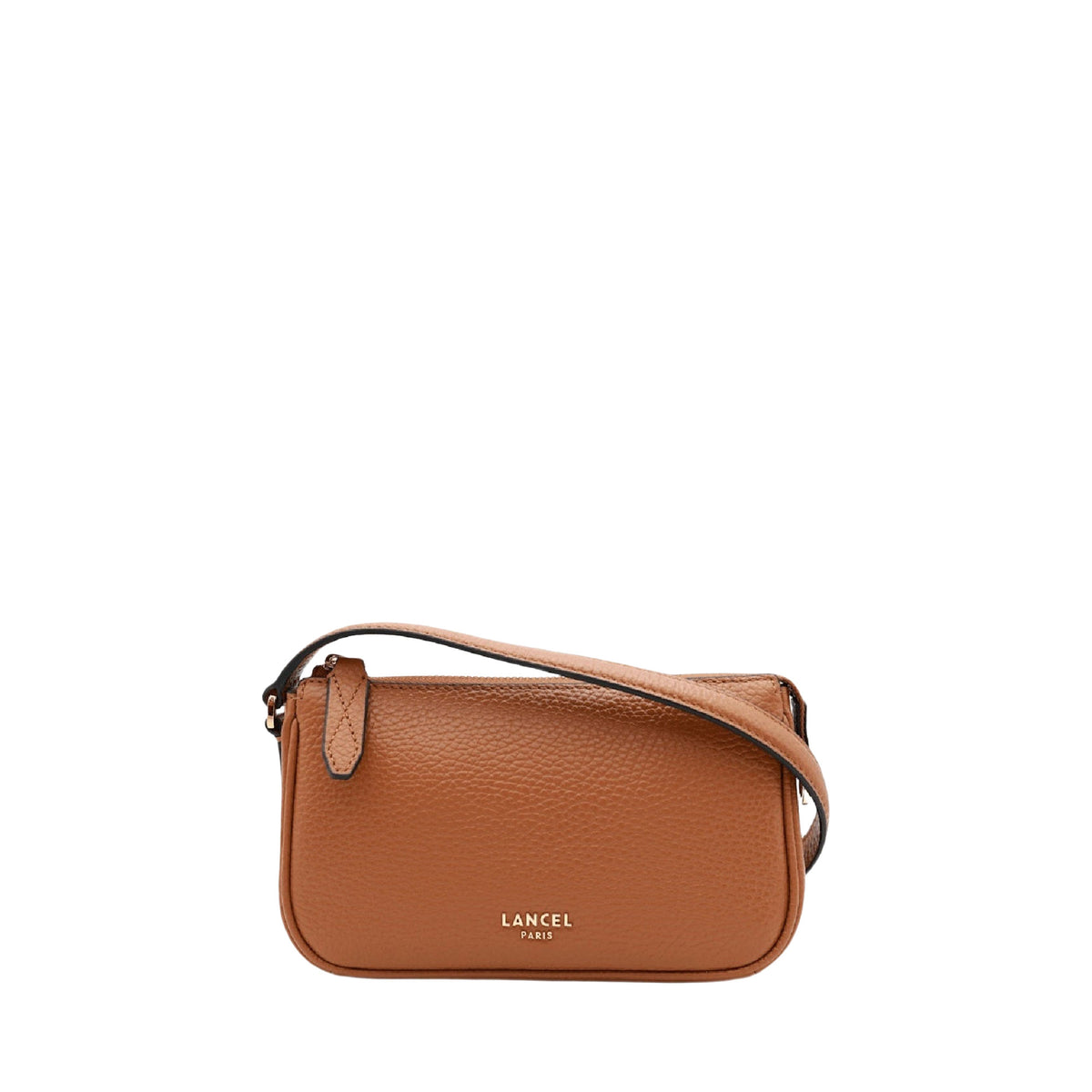 Lettrines mini zipped leather clutch bag - Camel