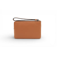 Lettrines mini zipped clutch bag with wrist strap - leather - Camel