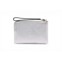 Mini pochette zippée avec dragonne Lettrines en cuir - Argente