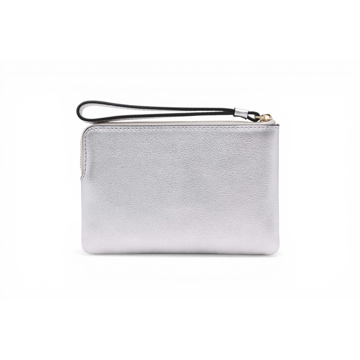 Mini pochette zippée avec dragonne Lettrines en cuir - Argente