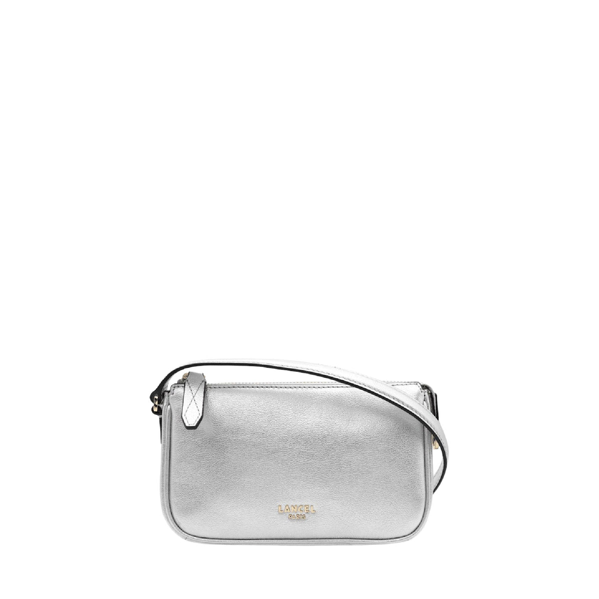 Mini sac pochette zippé Lettrines en cuir - Argente