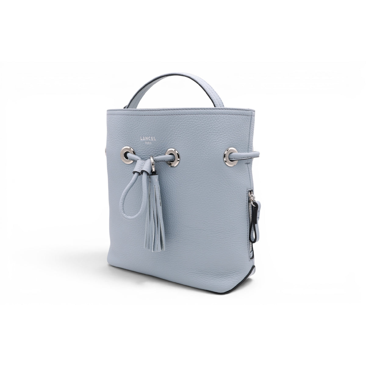 Sacha S-size bucket bag with detachable handle, in leather - Ecume