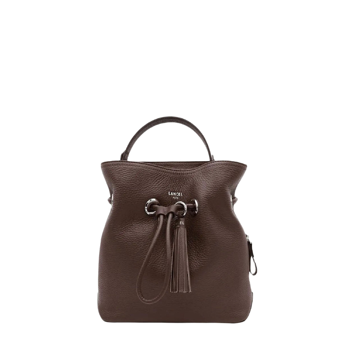 Sacha S bucket bag with detachable handle, in leather - Cacao