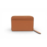 Petit portefeuille zippé Lettrines en cuir - Camel