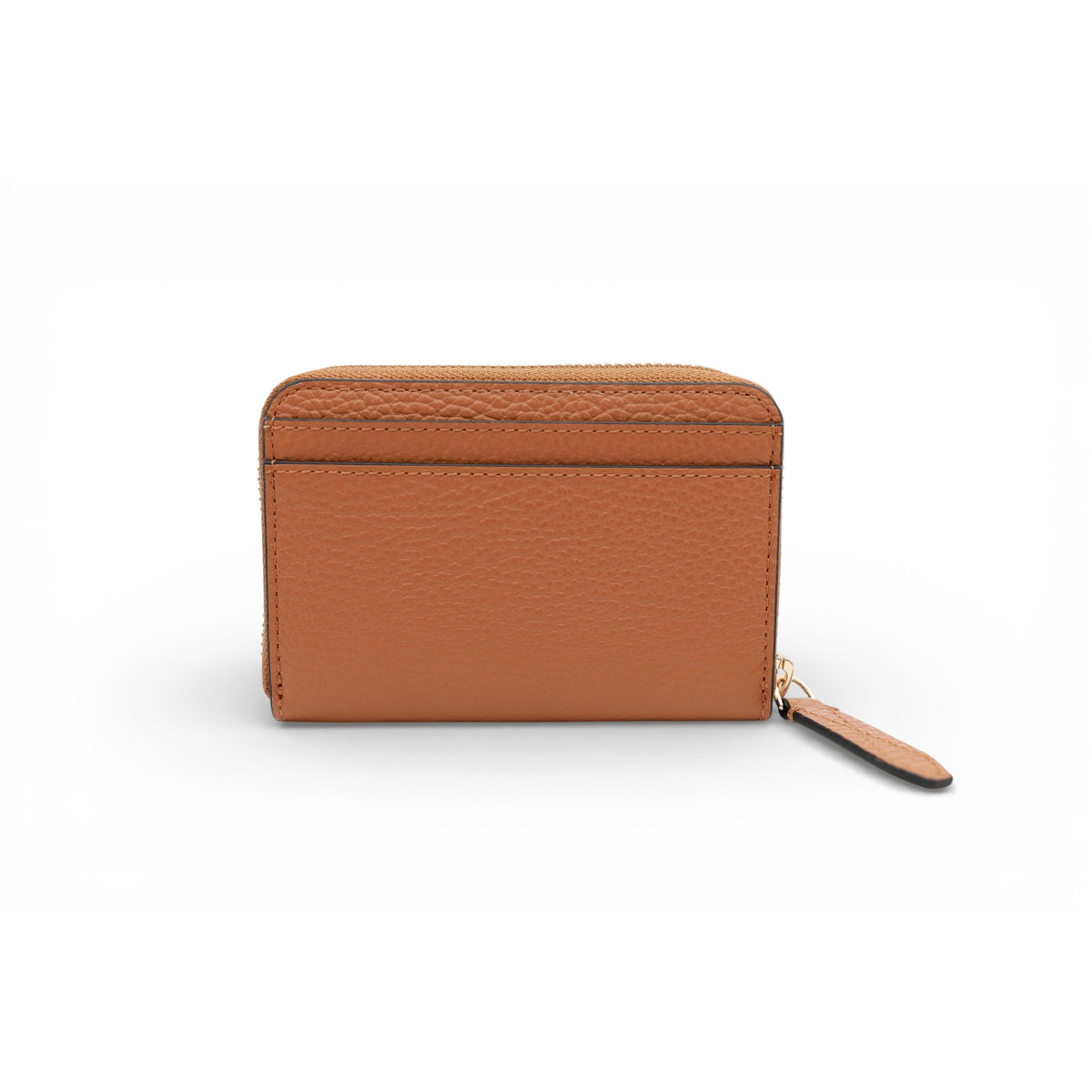 Petit portefeuille zippé Lettrines en cuir - Camel