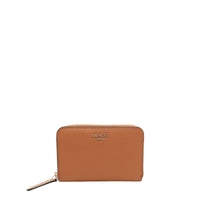 Petit portefeuille zippé Lettrines en cuir - Camel