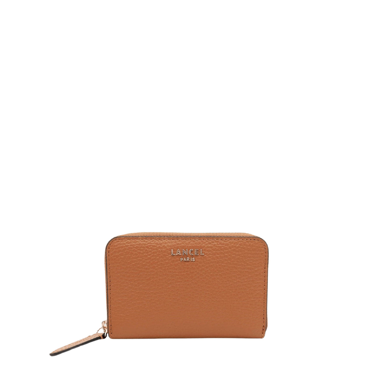 Petit portefeuille zippé Lettrines en cuir - Camel