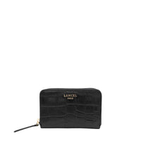 Petit portefeuille zippé Lettrines en cuir - Noir