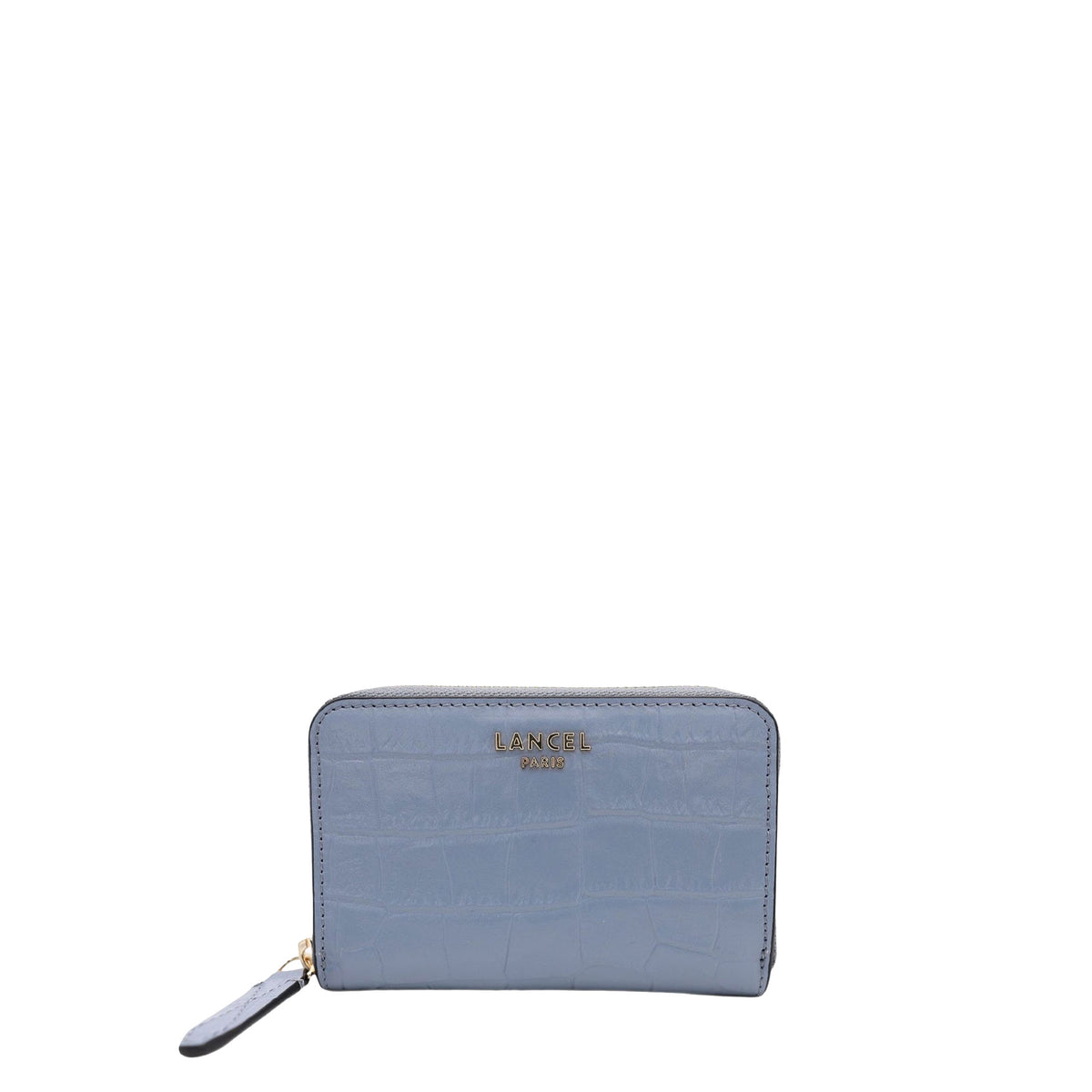 Small Lettrines leather zipped wallet - Ecume