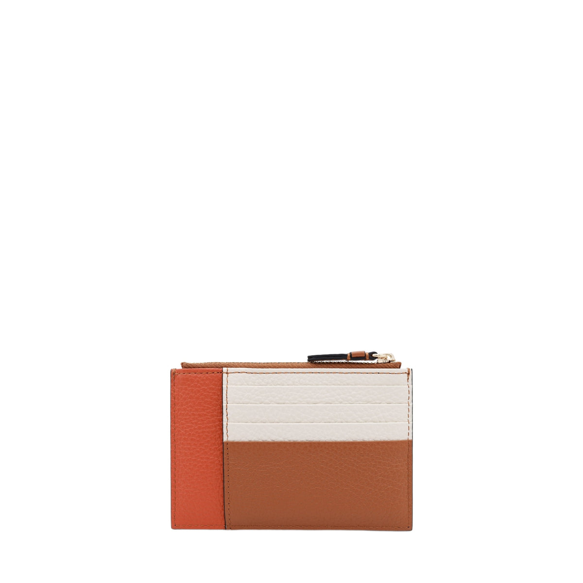 Lettrines L zipped leather card holder - Multicoloured Camel